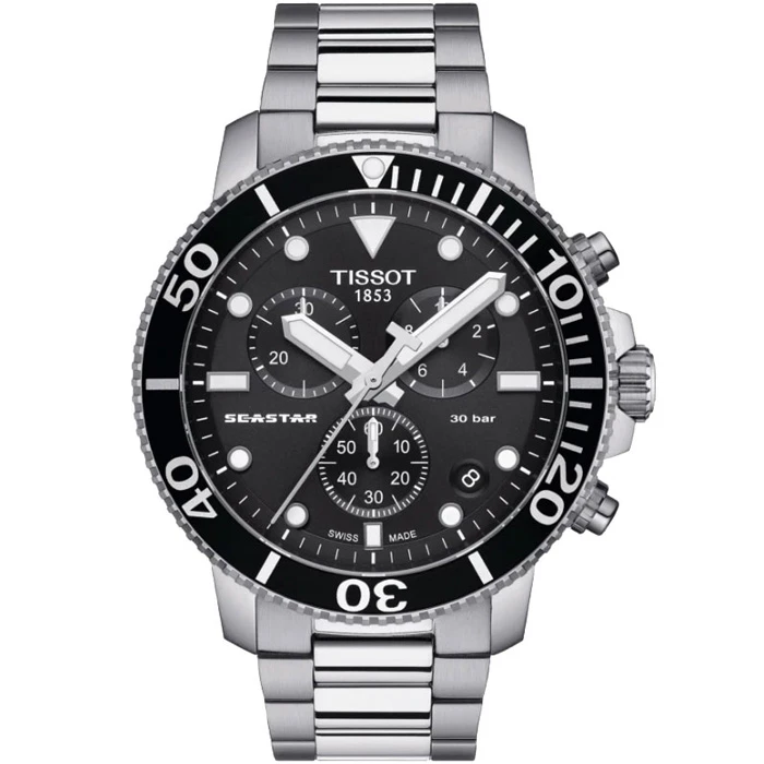 Мъжки ръчен часовник с кварцов механизъм - корпус от Стомана и алуминий - Стоманена верижка - цвят Черен Сив