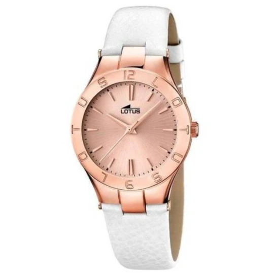 Дамски ръчен часовник с кварцов механизъм - корпус от Стомана - Естествена кожа - цвят Розово Злато Бял