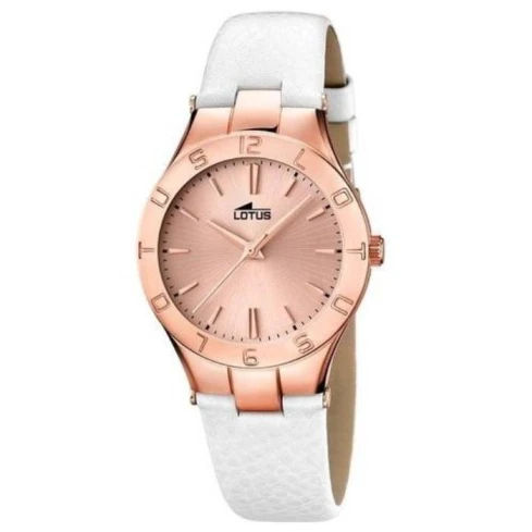 Дамски ръчен часовник с кварцов механизъм - корпус от Стомана - Естествена кожа - цвят Розово Злато Бял