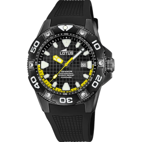 Мъжки ръчен часовник с кварцов механизъм - корпус от Стомана - Каучук - цвят Черен