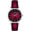 Дамски ръчен часовник с кварцов механизъм - корпус от Стомана - Синтетична кожа - цвят Червен Сив