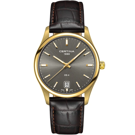 Certina C022.610.36.081.00 DS-4 - Мъжки ръчен часовник с кварцов механизъм - корпус от Стомана - Естествена кожа - цвят Сив Черен