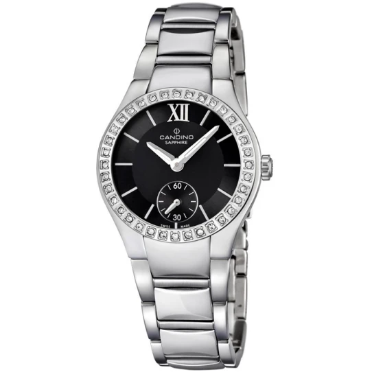 Дамски ръчен часовник с кварцов механизъм - корпус от Стомана - Стоманена верижка - цвят Черен Сив