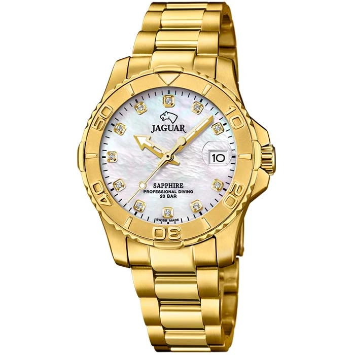 Дамски ръчен часовник с кварцов механизъм - корпус от Стомана - Стоманена верижка - цвят Седеф Злато