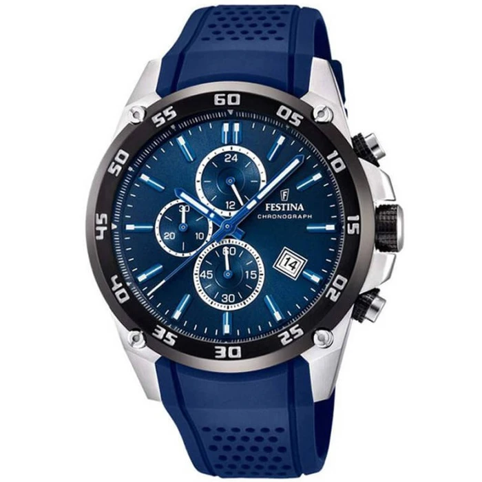 Мъжки ръчен часовник с кварцов механизъм - корпус от Стомана - Силиконова каишка - цвят Син Син