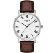 Мъжки ръчен часовник с кварцов механизъм - корпус от Стомана - Естествена кожа - цвят Бял Кафяв