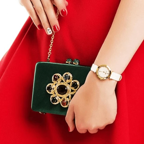 Дамски ръчен часовник с кварцов механизъм - корпус от Стомана - Естествена кожа - цвят Седеф Бял