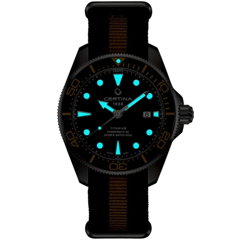 Мъжки ръчен часовник с автоматичен механизъм - корпус от Титан - Нато каишка - цвят Черен Кафяв