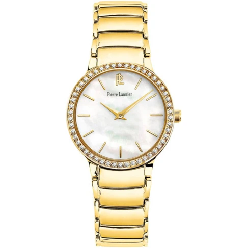 Pierre Lannier 092K592 Elegance Style - Дамски ръчен часовник с кварцов механизъм - корпус от Стомана - Златна верижка - цвят Седеф Злато