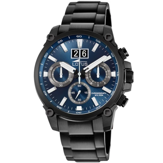 Мъжки ръчен часовник с кварцов механизъм - корпус от Стомана - Стоманена верижка - цвят Син Черен