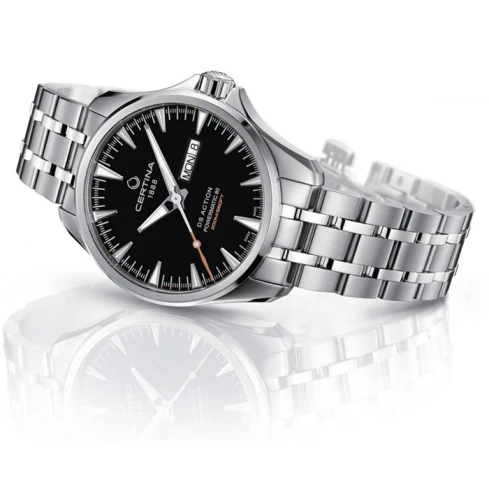 Мъжки ръчен часовник с автоматичен механизъм - корпус от Стомана - Стоманена верижка - цвят Черен Сив