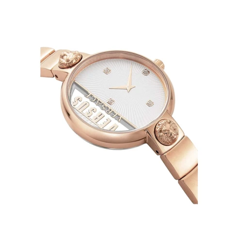 Дамски ръчен часовник с кварцов механизъм - корпус от Стомана - Стоманена верижка - цвят Бял Розово Злато