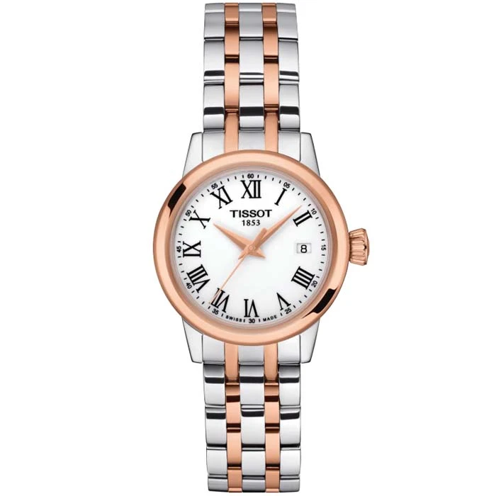 Дамски ръчен часовник с кварцов механизъм - корпус от Стомана - Стоманена верижка - цвят Бял Розово Злато