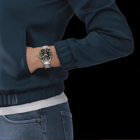 Унисекс ръчен часовник с кварцов механизъм - корпус от Стомана - Стоманена верижка - цвят Черен Сив