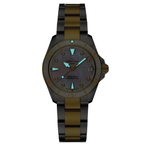 Дамски ръчен часовник с автоматичен механизъм - корпус от Стомана - Стоманена верижка - цвят Седеф Злато