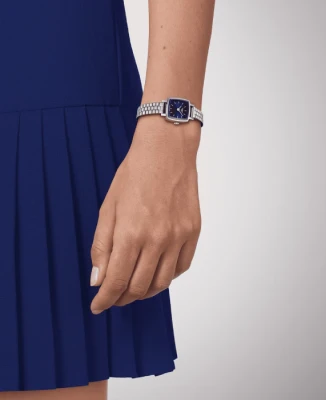 Дамски ръчен часовник с кварцов механизъм - корпус от Стомана - Стоманена верижка - цвят Син Сив