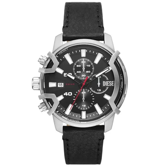 Мъжки ръчен часовник с кварцов механизъм - корпус от Стомана - Естествена кожа - цвят Черен