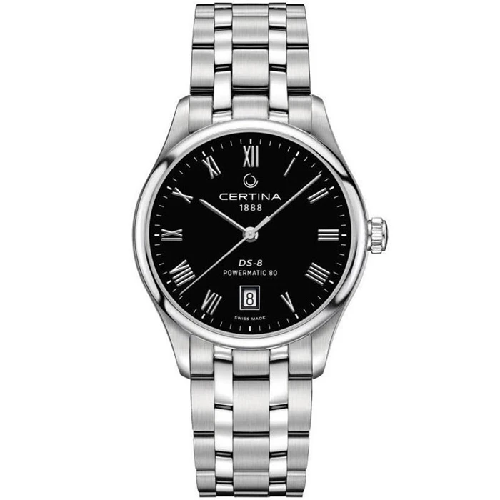 Мъжки ръчен часовник с автоматичен механизъм - корпус от Стомана - Стоманена верижка - цвят Черен Сив