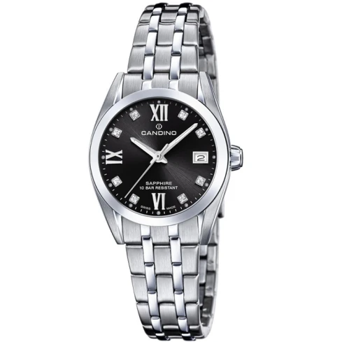 Дамски ръчен часовник с кварцов механизъм - корпус от Стомана - Стоманена верижка - цвят Черен Сив