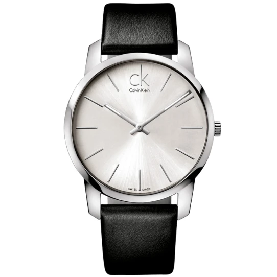 Мъжки ръчен часовник с кварцов механизъм - корпус от Стомана - Естествена кожа - цвят Сребрист Черен