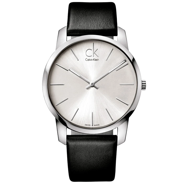 Мъжки ръчен часовник с кварцов механизъм - корпус от Стомана - Естествена кожа - цвят Сребрист Черен