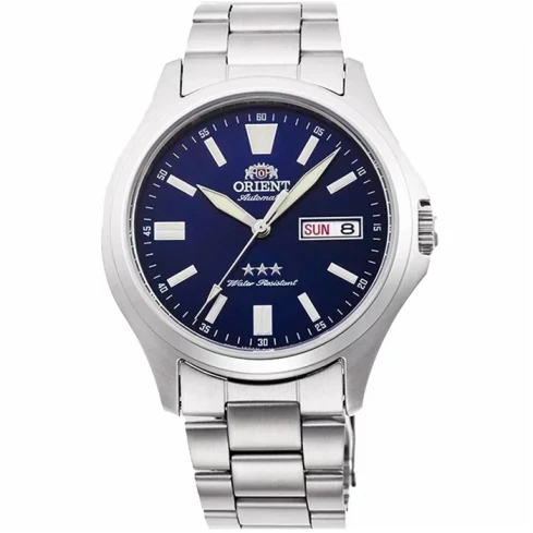 Orient RA-AB0F09L Classic Automatic 3 Star - Мъжки ръчен часовник с кварцов механизъм - корпус от Стомана - Стоманена верижка - цвят Син Сив