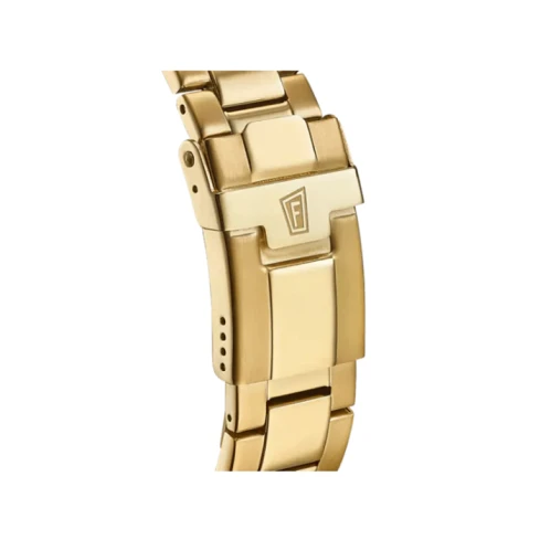 Мъжки ръчен часовник с кварцов механизъм - корпус от Стомана - Стоманена верижка - цвят Черен Злато