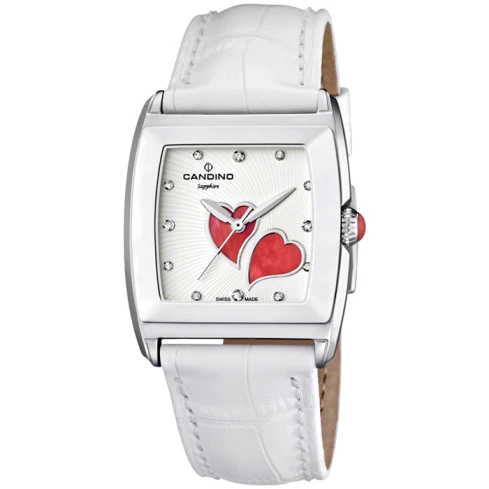 Дамски ръчен часовник с кварцов механизъм - корпус от Стомана - Естествена кожа - цвят Бял Бял