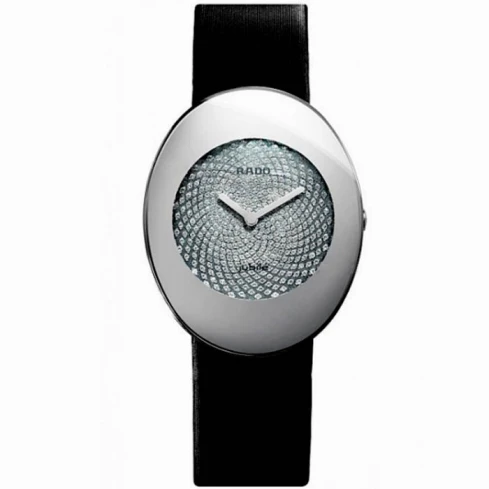 Дамски ръчен часовник с кварцов механизъм - корпус от Стомана - Естествена кожа - цвят Черен