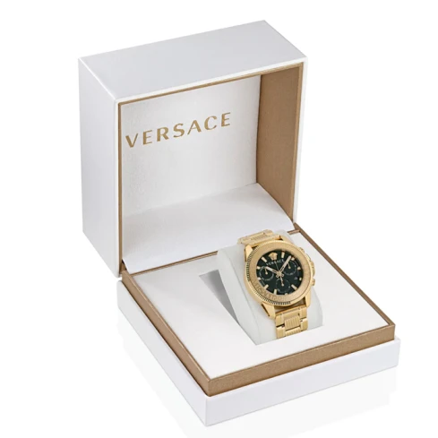 Мъжки ръчен часовник с кварцов механизъм - корпус от Стомана - Стоманена верижка - цвят Черен Злато