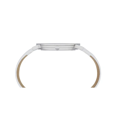 Дамски ръчен часовник с кварцов механизъм - корпус от Стомана - Естествена кожа - цвят Бял Бял