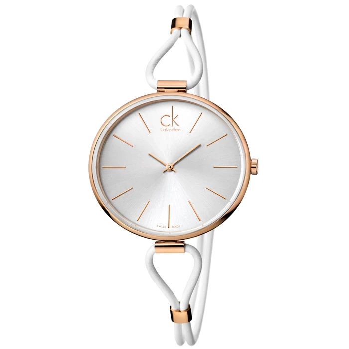 Дамски ръчен часовник с кварцов механизъм - корпус от Стомана - Синтетична кожа - цвят Сребрист Розово Злато