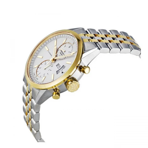 Мъжки ръчен часовник с автоматичен механизъм - корпус от Стомана - Стоманена верижка - цвят Бял Злато