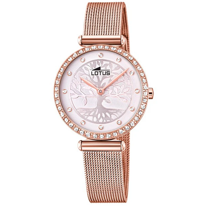 Дамски ръчен часовник с кварцов механизъм - корпус от Стомана - Меш - цвят Розов Розово Злато