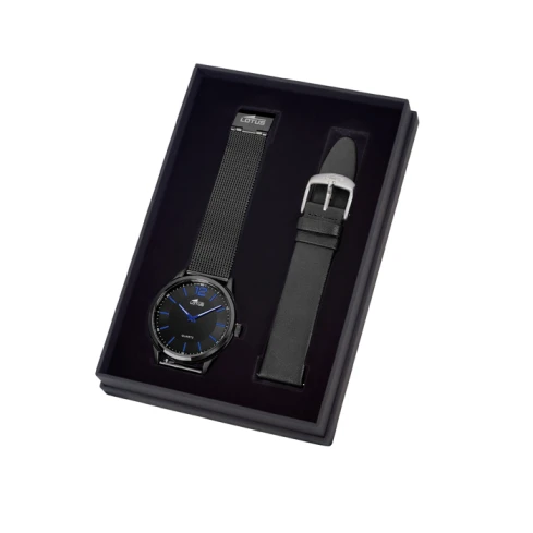 Мъжки ръчен часовник с кварцов механизъм - корпус от Стомана - Меш - цвят Черен Черен