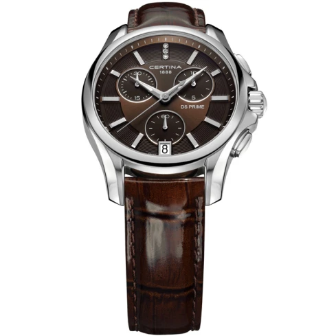 Дамски ръчен часовник с кварцов механизъм - корпус от Стомана - Естествена кожа - цвят Кафяв Кафяв