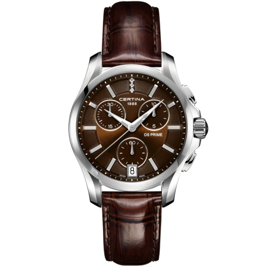 Дамски ръчен часовник с кварцов механизъм - корпус от Стомана - Естествена кожа - цвят Кафяв Кафяв