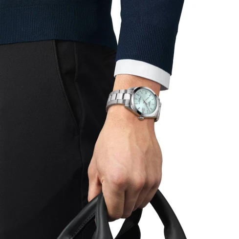 Мъжки ръчен часовник с автоматичен механизъм - корпус от Стомана - Стоманена верижка - цвят Син