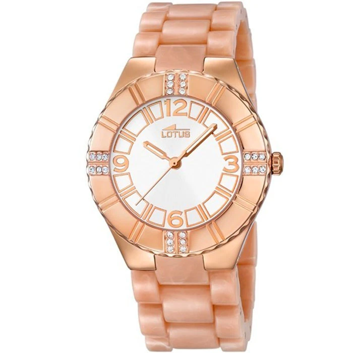 Дамски ръчен часовник с кварцов механизъм - корпус от Стомана - Силиконова каишка - цвят Бял Розово Злато