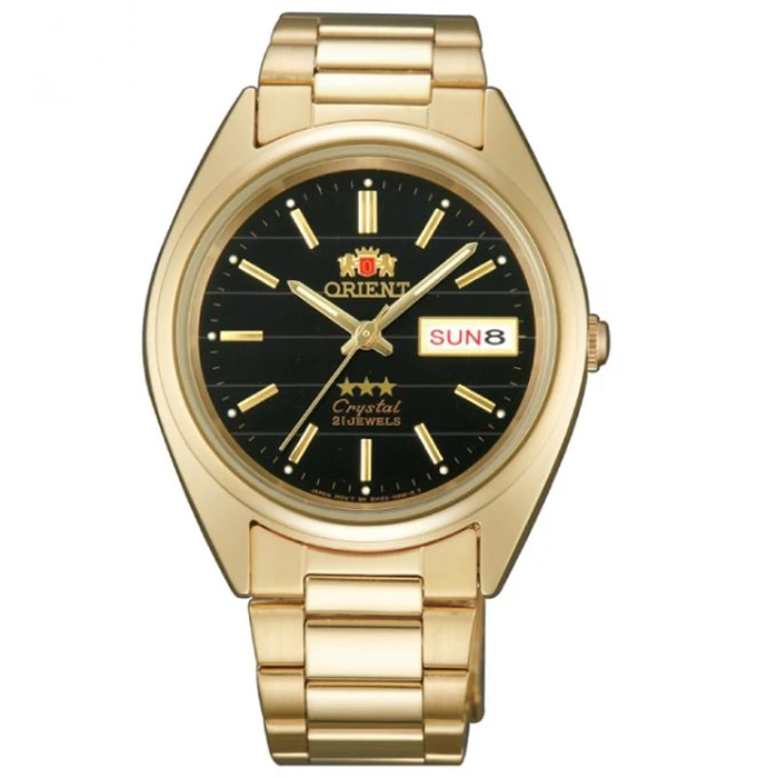 Мъжки ръчен часовник с автоматичен механизъм - корпус от Стомана - Стоманена верижка - цвят Черен Злато