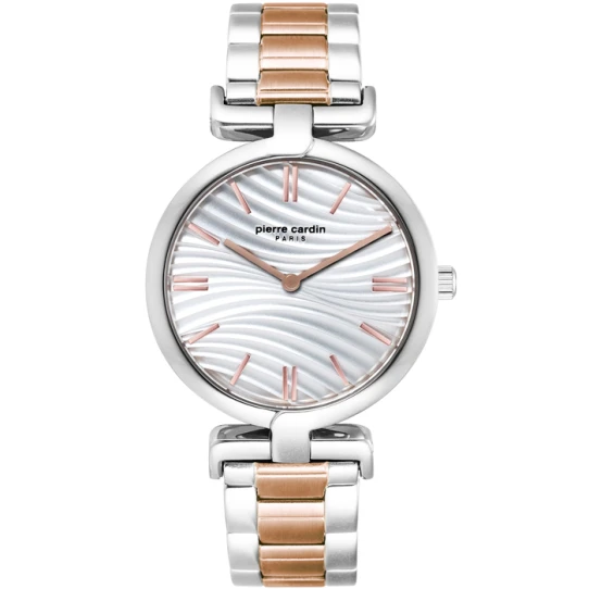 Дамски ръчен часовник с кварцов механизъм - корпус от Стомана - Стоманена верижка - цвят Бял Сив