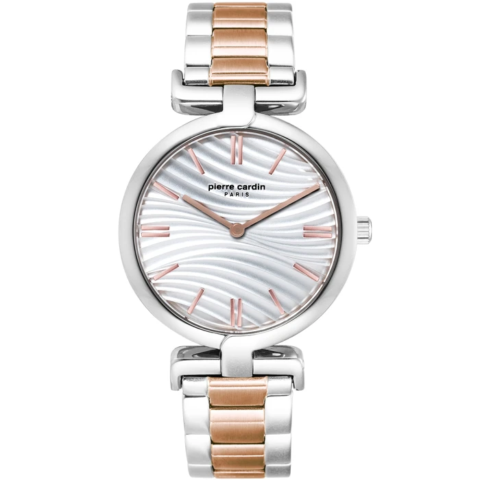 Дамски ръчен часовник с кварцов механизъм - корпус от Стомана - Стоманена верижка - цвят Бял Сив