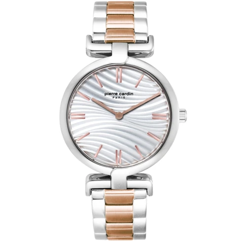 Дамски ръчен часовник с кварцов механизъм - корпус от Стомана - Стоманена верижка - цвят Бял Сив