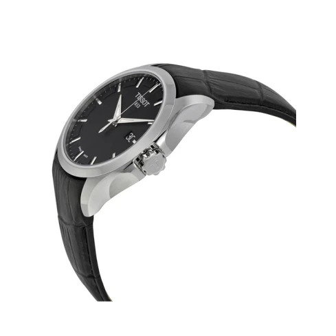 Мъжки ръчен часовник с кварцов механизъм - корпус от Стомана - Естествена кожа - цвят Черен Черен