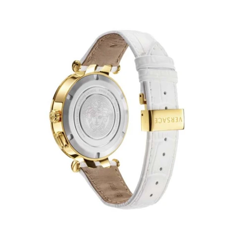 Мъжки ръчен часовник с кварцов механизъм - корпус от Стомана - Естествена кожа - цвят Бял Бял