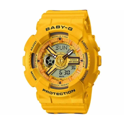 Casio BA-110XSLC-9AER Baby-G - Дамски ръчен часовник с кварцов механизъм - корпус от Полимер - Силиконова каишка - цвят Сив