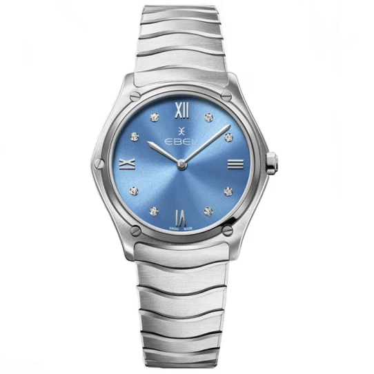 Дамски ръчен часовник с кварцов механизъм - корпус от Стомана - Стоманена верижка - цвят Син Сив