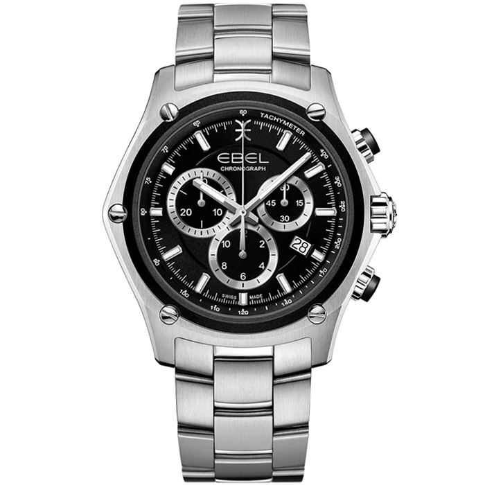 Мъжки ръчен часовник с кварцов механизъм - корпус от Стомана - Стоманена верижка - цвят Черен Сив