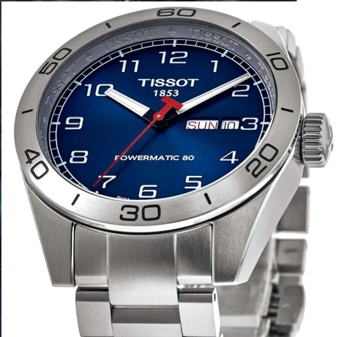 Мъжки ръчен часовник с автоматичен механизъм - корпус от Стомана - Стоманена верижка - цвят Син Сив