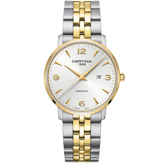 Мъжки ръчен часовник с кварцов механизъм - корпус от Стомана - Стоманена верижка - цвят Сребрист Злато